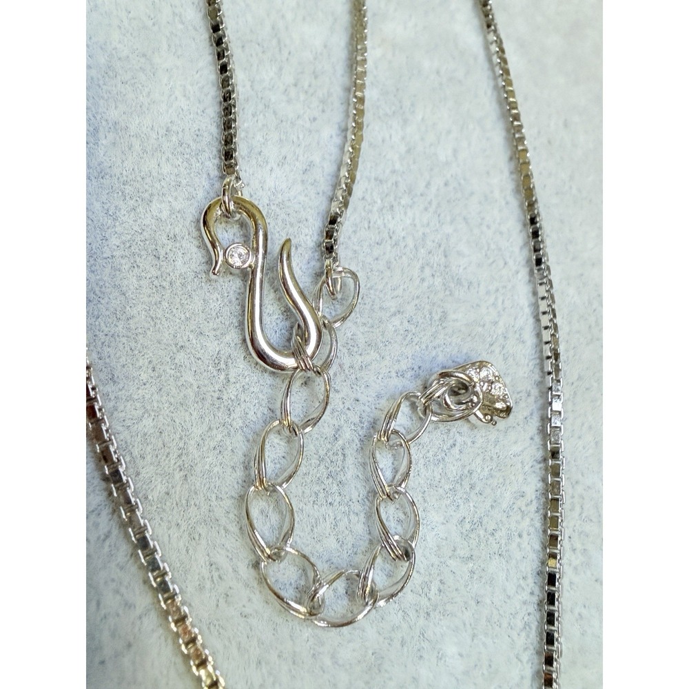 Swarovski Swan Signed Silver Tone AB Crystal Y Teardrop Lariat Necklace - Picture 7 of 16